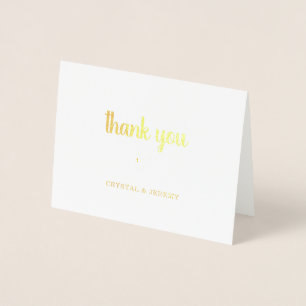 Cute Simple Heart Wedding Thank You Gold Foil Card