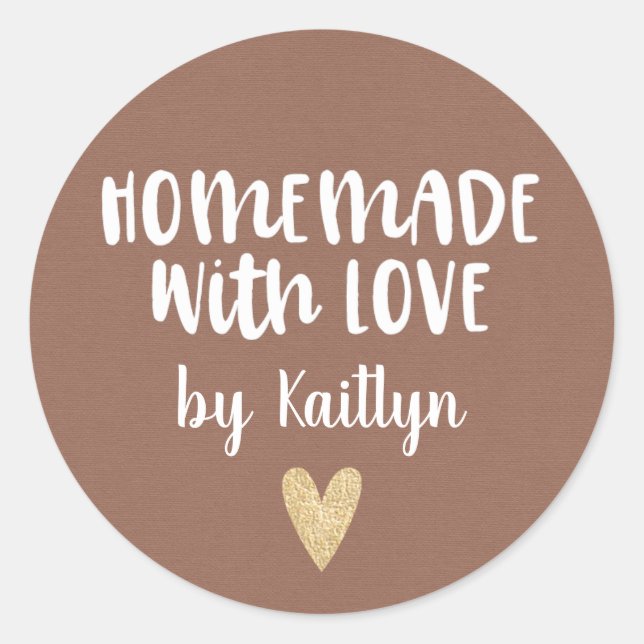 Cute Simple Homemade With Love Classic Round Sticker (Front)