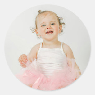 Cute Simple Kid's Birthday Custom Photo Classic Round Sticker