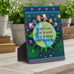 Cute Simple Kids World Quote Colourful Fun Plaque