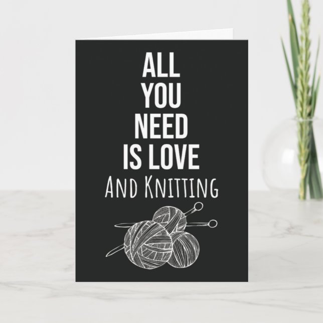 Cute Simple Knitting Cards Yarn Craft  (Front)