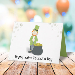 Cute Simple Leprechaun St. Patrick's Day Green Card