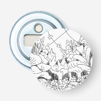Cute Simple Line Art Plants and Flowers Bottle Opener