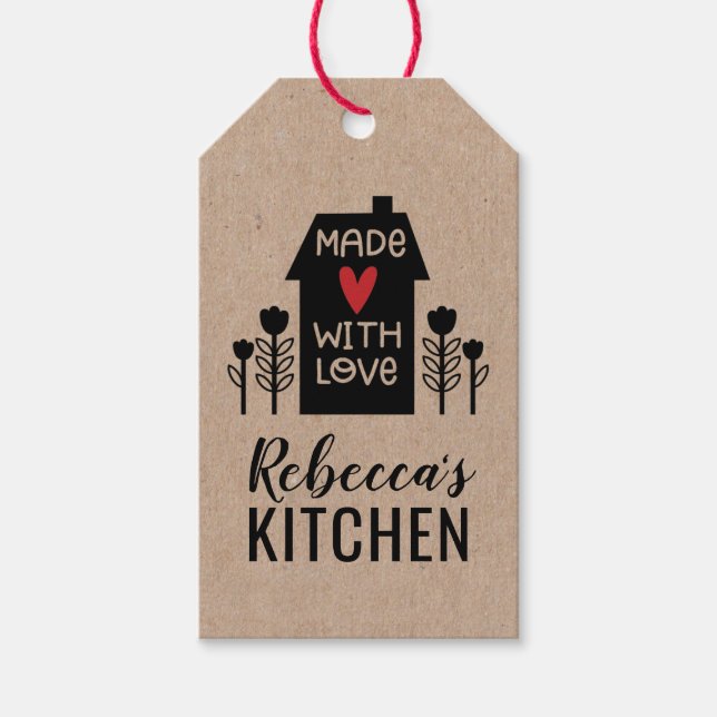 Cute Simple Made With Love Kraft Gift Tag (Front)