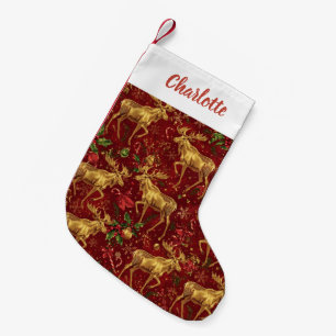 Cute Simple merry christmas cartoon reindeer patte Small Christmas Stocking