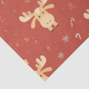 Cute Simple merry christmas cartoon reindeer patte Tissue Paper