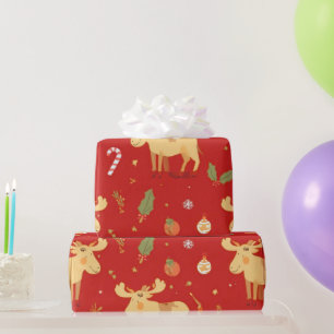 Cute Simple merry christmas cartoon reindeer patte Wrapping Paper