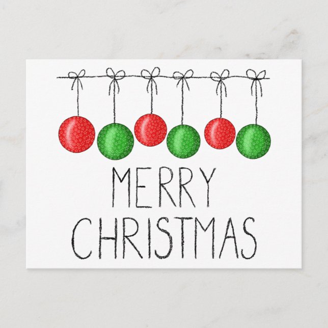 Cute Simple Merry Christmas Modern Typography Postcard (Front)