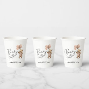 Cute Simple Modern Beary Sweet Baby Shower Party Paper Cups