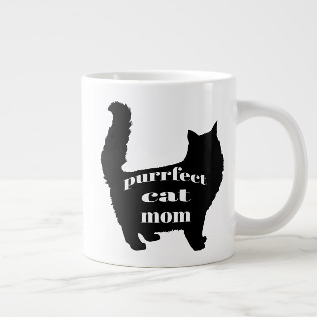 Cute SImple Modern Cat Mum Large Coffee Mug (Right)