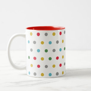 Cute Simple Modern Colorful Polka Dots  Two-Tone Coffee Mug