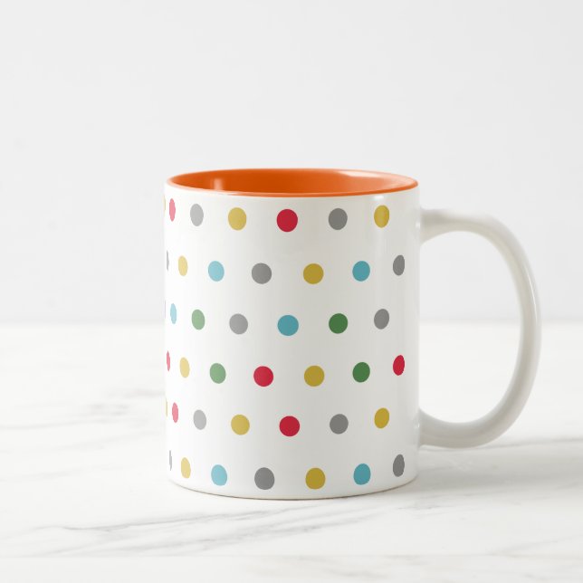 Cute Simple Modern Colorful Polka Dots  Two-Tone Coffee Mug (Right)