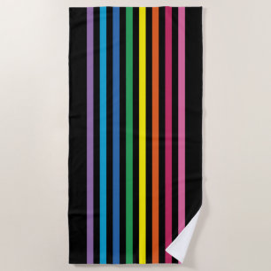 Cute Simple Modern Rainbow Colours Stripes Pattern Beach Towel