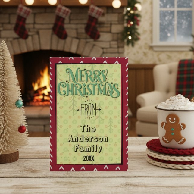 Cute Simple Modern Red Non-Photo Christmas Card (Creator Uploaded)