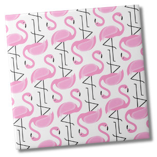 Cute Simple Modern Tropical Pattern Pink Flamingo Tile