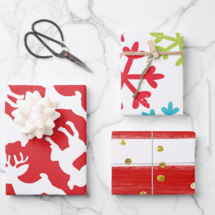 Cute Simple Modern Watercolors Christmas Gift Wrapping Paper Sheet