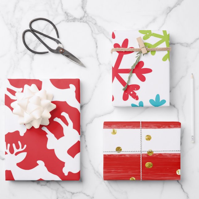 Cute Simple Modern Watercolors Christmas Gift Wrapping Paper Sheet (Front)
