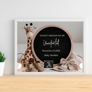 Cute simple neural digital pregnancy announcement  poster