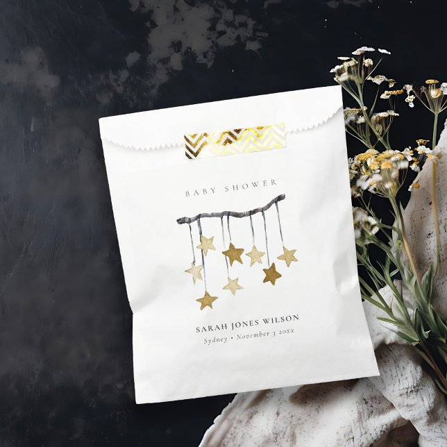 Cute Simple Neutral Yellow Star Mobile Baby Shower Favour Bags (Creator Uploaded)