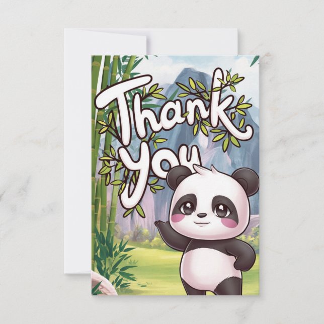 Cute Simple Panda  Thank You Card (Front)
