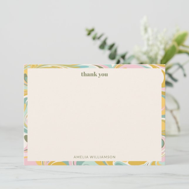 Cute Simple Pastel Abstract Custom Bridal Shower Thank You Card (Standing Front)