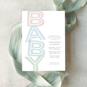 Cute simple pastel baby shower invitation