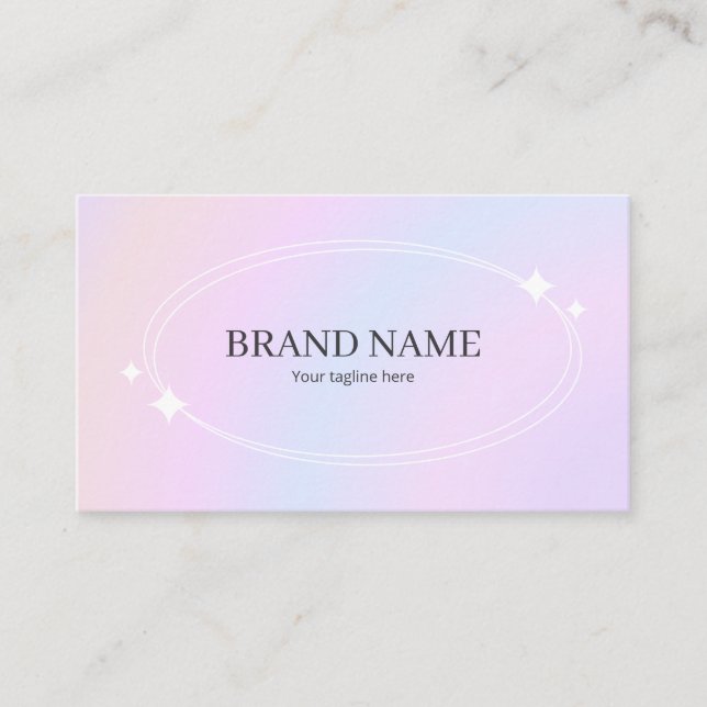 Cute Simple Pastel Pink Blue Gradient Circle Frame Business Card (Front)