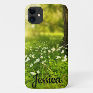 Cute Simple Personalised Sunny Flower Field iPhone 11 Case