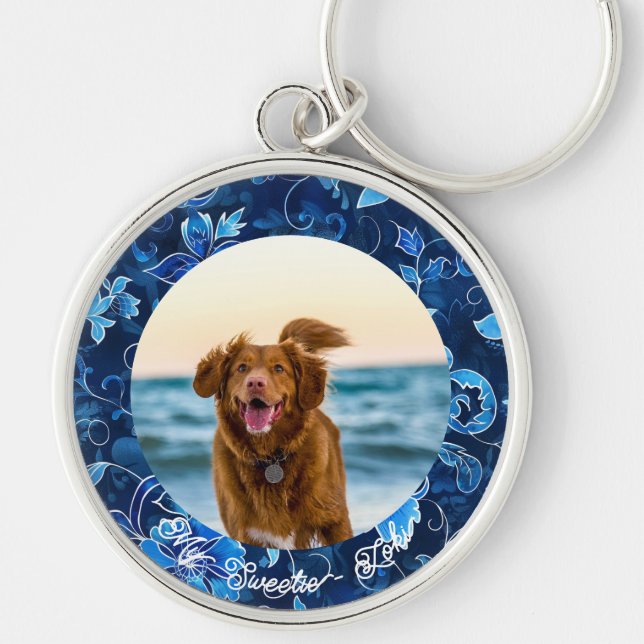 Cute Simple Pet Name Keepsake Keychain (Front)