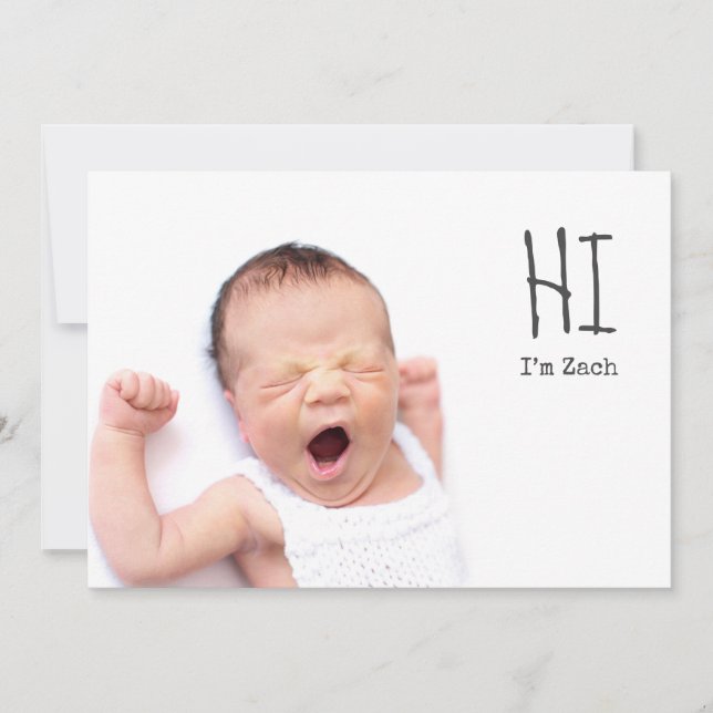 Cute Simple Photo Baby Birth Announcement (Front)