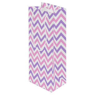 Cute Simple Pink and Purple Geometric Line Pattern Wine Gift Bag