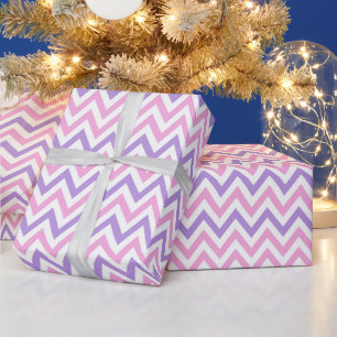 Cute Simple Pink and Purple Geometric Line Pattern Wrapping Paper