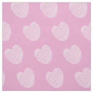 Cute Simple Pink and  White Heart Pattern Fabric