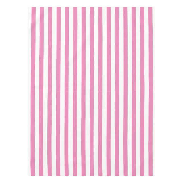 Cute Simple Pink and White Striped  Tablecloth (Front)