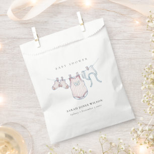 Cute Simple Pink Baby Girl Clothesline Baby Shower Favour Bags