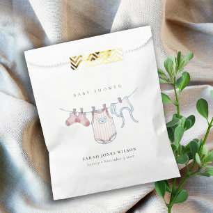 Cute Simple Pink Baby Girl Clothesline Baby Shower Favour Bags