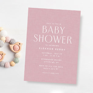 Cute simple pink baby shower invitation