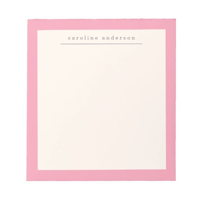Cute Simple Pink Border Personalised Name Notepad (Front)