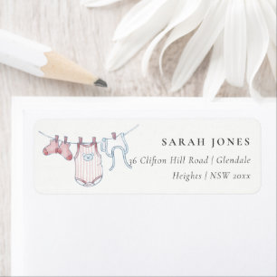 Cute Simple Pink Clothesline Baby Shower Address