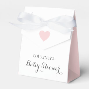 Cute Simple Pink Heart Girl Baby Shower Favour Box