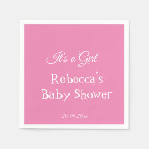Cute Simple Pink it’s a Girl Baby Shower Napkin