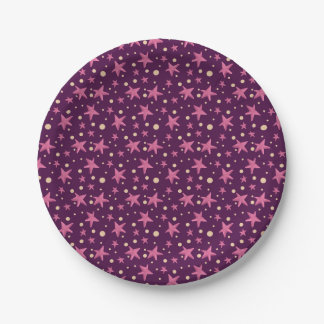 Cute Simple Pink Stars Paper Plate