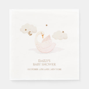 Cute Simple Princess Swan Moon Star Baby Shower Napkin
