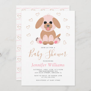 Cute Simple Puppy Personalised Neutral Baby Shower Invitation