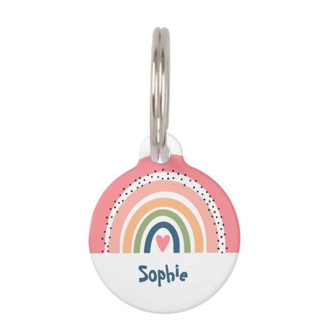 CUTE SIMPLE RAINBOW BOHO   PET TAG (Front)