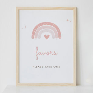 Cute Simple Rainbow Pink Favour Sign