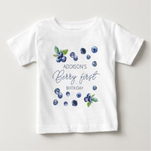 Cute Simple Red Blueberry Sweet 1st Birthday Baby T-Shirt