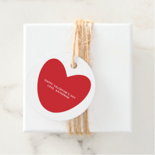 Cute simple red heart personalised Valentine's Day Favour Tags