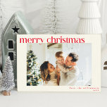 Cute Simple Red Modern Custom Photo Christmas Holiday Card<br><div class="desc">Cute Simple Red Modern Custom Photo Christmas Holiday Card</div>