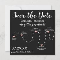Cute Simple Rose Gold White Black Timeline Wedding